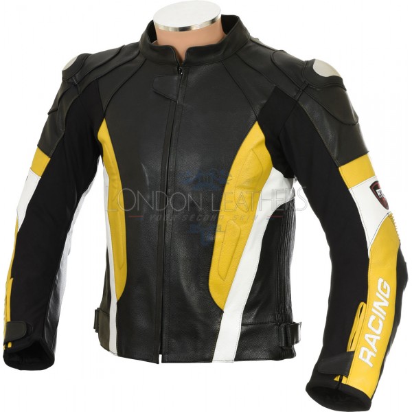 RSV Yellow Sports Biker Leather Motorcycle Jacket